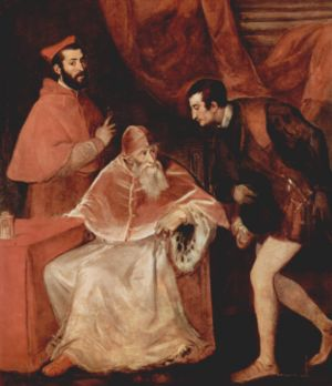 Paul III avec le cardinal Alexandre Farnèse et Octave Farnèse - Le Titien, 1546 - Musée national de Capodimonte (Naples)